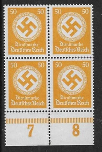 GERMANY - 1934 - OFFICIAL 50PF / WMK - LOWER EDGE - BLOCK 4V - MNH ** - CV £28+ - Picture 1 of 1
