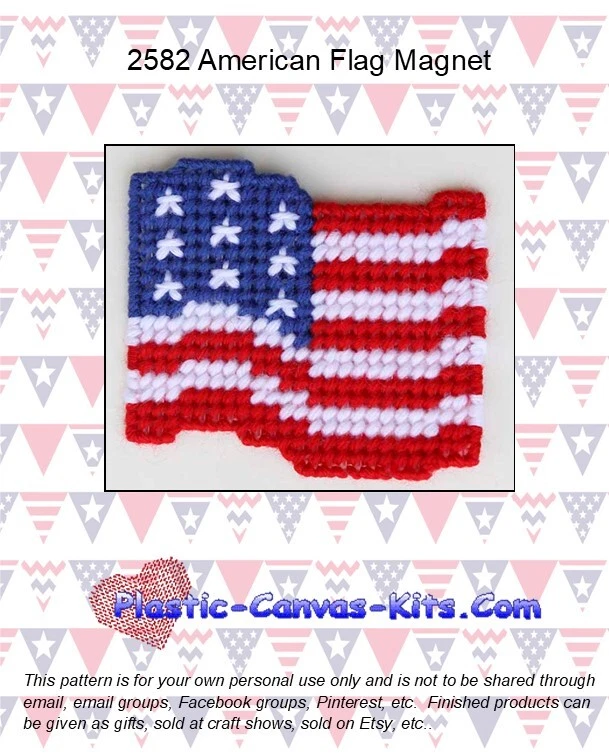 PLASTIC-CANVAS-KITS.COM American Flag Magnet-Plastic Canvas Pattern or Kit