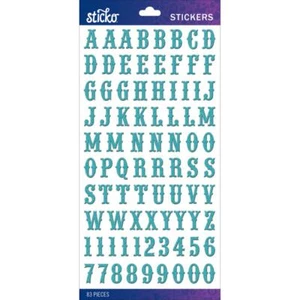Scrapbooking Crafts Sticko Stickers Alphabet Numbers Teal Glitter Carnival - Picture 1 of 1