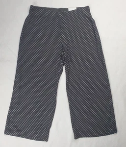 Pantalone donna Jules & Leopold nero a pois elasticizzato pull on gamba larga crop taglia L nuovo con etichette - Foto 1 di 10