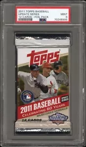 2011 Topps Update Foil Pack 12 Cards Graded PSA 9 Mint Mike Trout Rookie - Picture 1 of 2