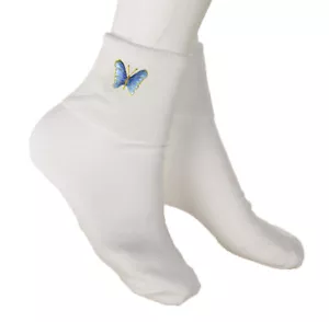 Calcetines Bobby Mariposa Azul Mujer 9-11 Calcetines con Apliques Bordados - Hey Viv - Imagen 1 de 3