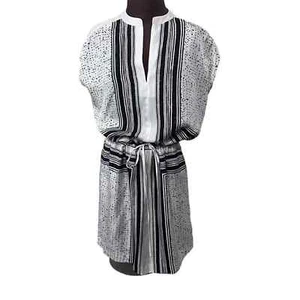 VINCE Scarf Print Dress 100% Silk Drawstring Waist Size XS New with Tags - Picture 1 of 7