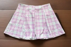 French Kiss Pleated Skort Women’s 2X Pastel Pink & Blue Check Waist 37/38 Spring - Picture 1 of 17