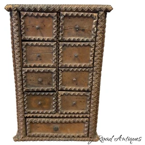 Antiker primitiver Tramp Art hängender Gewürzschrank Apotheker Sammler 1890 - Bild 1 von 24