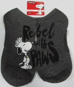 Snoopy Peanuts No Show Socks Ankle Size 5-10 Gray Rebel with Paws 1 Pr - Picture 1 of 1