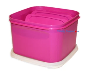 Tupperware #2 Cuadrado Modular Mates 11 Tazas Caja Obturadora para Fotos Rosa De Colección - Imagen 1 de 3