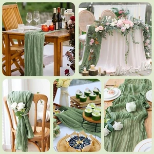 Cheesecloth Table Runner 10ft Boho Rustic Gauze Cheese 1 Pcs-10 FT Sage Green - Picture 1 of 24