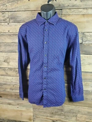 Van Heusen Button Up Shirt Men Size Large Blue Purple Chest 44" Length 28" - Image 1 of 4