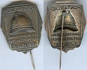 Ehemalige Feuerwehr - PONTARLIER Feuerwehr Kongress 4. Juni 61 Anstecknadel lösen - Bild 1 von 1