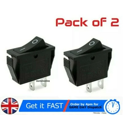 Black ON-OFF 2 Position SPST 2 Pin Snap in Rocker Switch 16A/250V 20A/125V AC x2 - Image 1 of 4