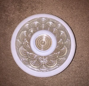 VTG Frosted & Clear Glass Art Deco Ceiling Light Dome Shade Fixture - Picture 1 of 8