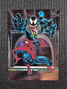 1992 Marvel Masterpieces Error Card Spider-Man vs Venom Battle Spectra MISPRINT - Picture 1 of 3