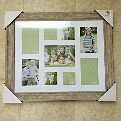 Distressed Gray Collage Wall Picture Pottery Frame 9 photos 23x20” NEW - Image 1 of 3