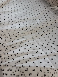 Nude Beige Tulle Velvet Polka dots Fabric For Dress Fabric By The Yard Stretch  - Picture 1 of 12