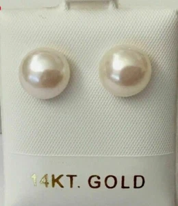 Großhandel AAA Akoya 9-10 mm weiße Perlenohrringe 14k Gold zeitlich begrenzte Aktion - Bild 1 von 4