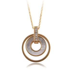 Luxus Halskette Collier Perlmutt Anhänger Zirkonia Rolled Gold 18K vergoldet - Bild 1 von 6