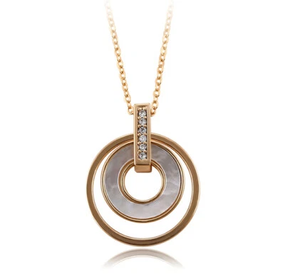 Edel Halskette Collier Perlmutt Anhänger Zirkon 750er Rolled Gold 18K vergoldet - Bild 1 von 4