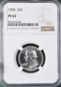 1950 Washington Silver Quarter PF67 NGC DL1 - Picture 1 of 2