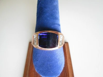 ANILLO ZAFIRO CREADO PLATA ESTERLINA HOMBRE TALLA 10 3/4 Foto 1 de 4
