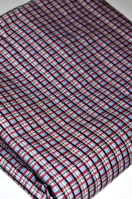 4+ Yards Joann Fabric Plaid Black White Red Blue Quilt Cotton Sewing OOP - Image 1 of 4