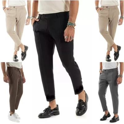 Pantaloni Uomo Invernali Eleganti Slim Fit Elasticizzati neri cavallo basso m l - Immagine 1 di 4