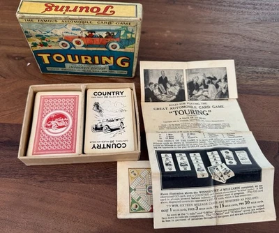 古董旅游,著名汽车纸牌游戏 Parker Brothers 1926 盒子和 Dir — 第 1/4 张图片