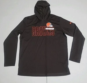 T-shirt maglietta Cleveland Browns manica lunga con cappuccio uomo grande Nike Dri-Fit NFL NUOVA SENZA ETICHETTE - Foto 1 di 4