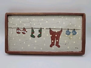 Natalie Silitch Painting rare wood folk art winter / Christmas scene - Picture 1 of 16