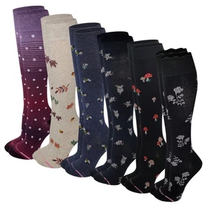 Women 6 pairs pack everyday Graduted compression knee high socks (Assorted#BF) - Picture 1 of 3