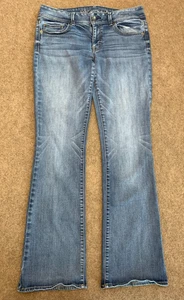 American Eagle Jeans Damen 10 Kick Bootcut Low Rise Stretch Whiskered Denim - Bild 1 von 8