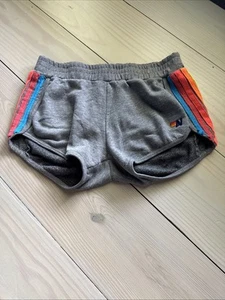 Kids Aviator Nation Shorts, Gray With Rainbow Stripes Size Small - Picture 1 of 4