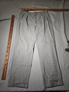 Vtg Polo Ralph Lauren Pants Mens 33x30 Gray Houndstooth Pleated Chino Relaxed - Picture 1 of 17