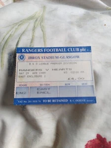 Rangers v Hearts / Heart of Midlothian 29/4/1989 ticket League Winning Match - Picture 1 of 2