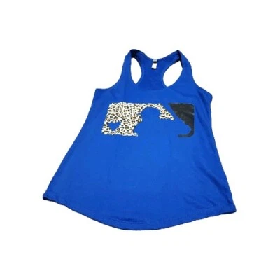  Camiseta sin mangas para mujer de béisbol pequeña azul real "Love Baseball Leopard" deportes verano Foto 1 de 4
