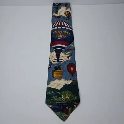 Vintage Windsor Tie Americana Series Up, Up And Away Hot Air Balloon Silk - Image 1 of 4