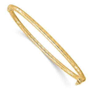 Brazalete con bisagras pulido y texturizado de oro amarillo real 10K; 7,25 pulgadas - Imagen 1 de 6