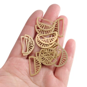 20Pcs Raw Brass Hollow Half Round Circle Charms Pendants DIY Jewellery Findings - Picture 1 of 6