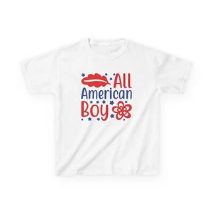 All American Boy T-Shirt, Graphic Tee, Kids Shirt Gift USA Patriot America - Picture 1 of 5