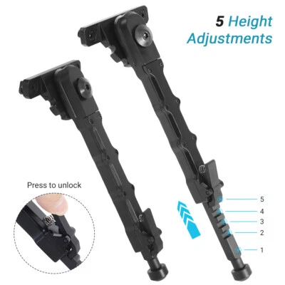 Para M-lok 7.5" - 9" Rifle Táctico de Caza Bípode Ligero Ajustable Negro EE. UU. Foto 1 de 4