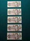 Lot of 5 Two Dollars 1986 + one 5 Dollars 1972 + one 20 Dollars 1954 Banknotes