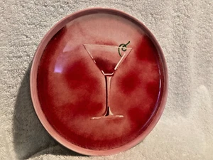 Red Artland Martini Plate Cosmopolitan 8" Recipe On Back Ceramic - Picture 1 of 2