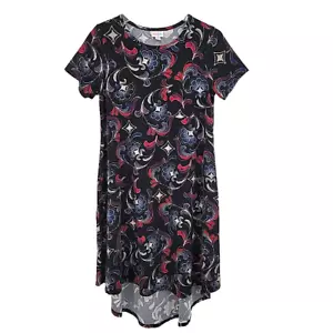 LuLaRoe Womens Carly Swing Dress Size XS Black Red Cream Blue Floral - Picture 1 of 7