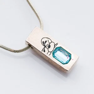 Halskette Diddl Anhänger Blauer Stein Ohne Verschluss 44 cm Silber 6,98 g - Bild 1 von 4