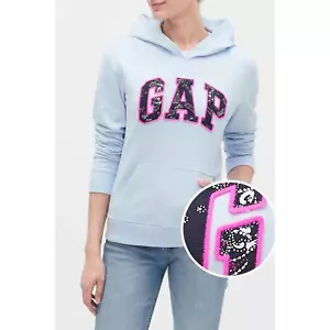 Sudadera con capucha con apliques de marca Pullover azul cielo Gap para mujer talla L - Imagen 1 de 6