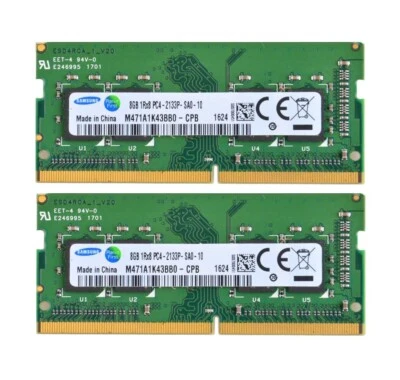 Samsung DDR4 RAM 16 GB 2x 8 GB 1RX8 PC4-2133P 260pin Laptop Memory M471A1K43BB0 - Image 1 of 4