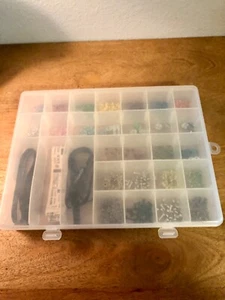 Mini Brads, Fasteners and Ribbon Words for Scrapbooking stored in Craft Case - Picture 1 of 8