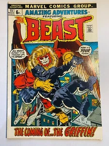 AMAZING ADVENTURES #15 UK Price Furry Blue Beast Marvel 1972 VF/VF+ - Imagen 1 de 1