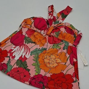 Trina Turk Tankini Top Womens 6 Sunny Blooms Convertible Tankini Top Pink 6 - Picture 1 of 12