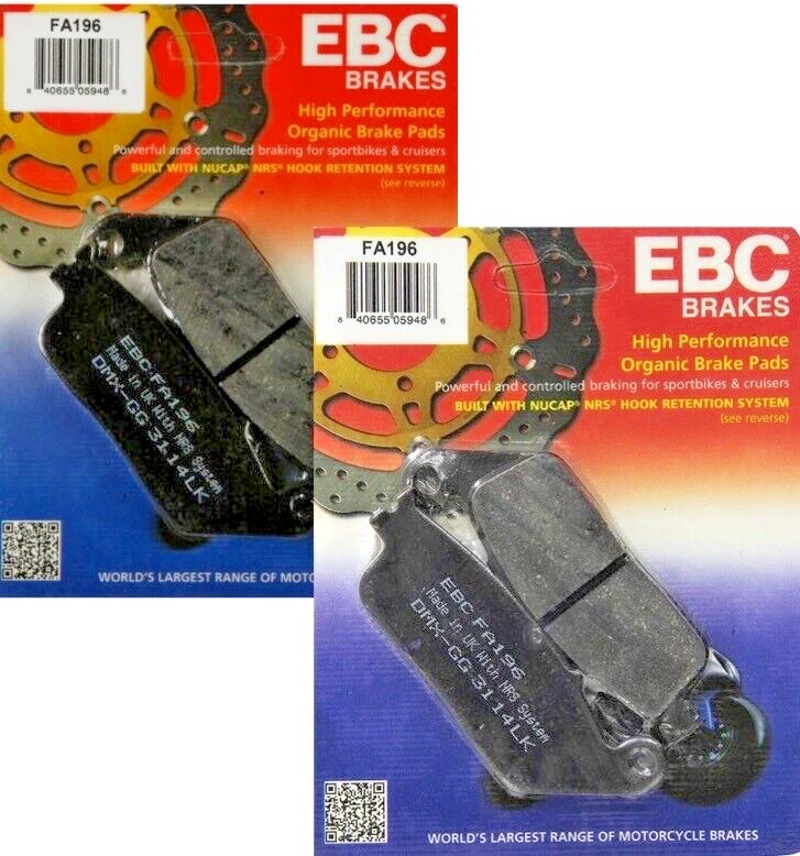 2 juegos de pastillas de freno delanteras/traseras originales EBC BMW HONDA SUZ IND TRIUMPH VICTORIA FA196 Foto 1 de 1